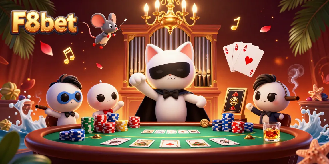Experience the vibrant gaming world of F8bet with an engaging casino-themed illustration.
