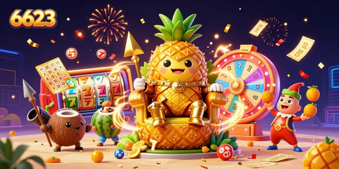 Spin the reels with 6623 in this vibrant casino illustration showcasing jackpot opportunities.
