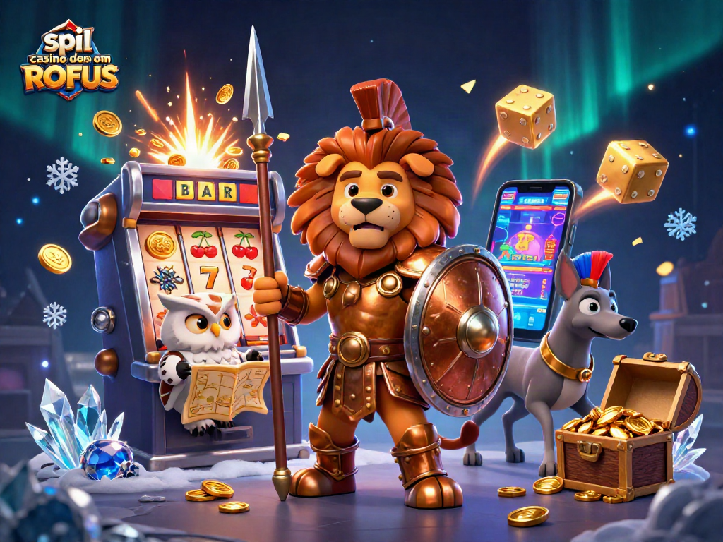Engage in exciting gaming experiences with spil casino uden om ROFUS showcased in a vibrant 3D scene.