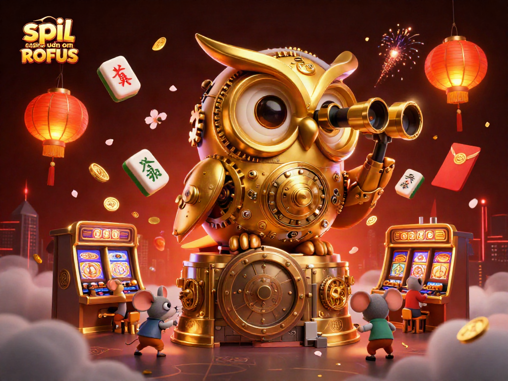 Engage in thrilling gameplay at spil casino uden om ROFUS with dynamic 3D casino illustration.