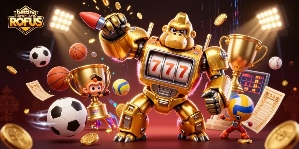 Engage in betting uden om ROFUS with vibrant 3D illustration showcasing a dynamic sports betting scene.