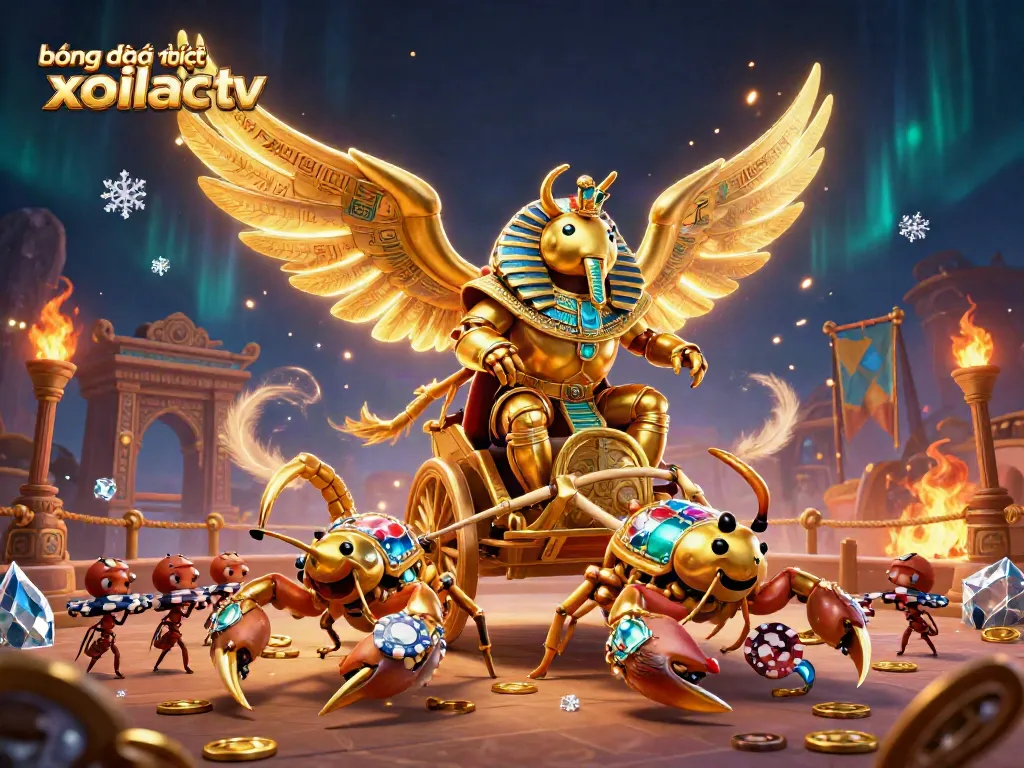 Bóng đá trực tuyến xoilac tv showcases thrilling sports betting with dynamic characters and dramatic visuals.