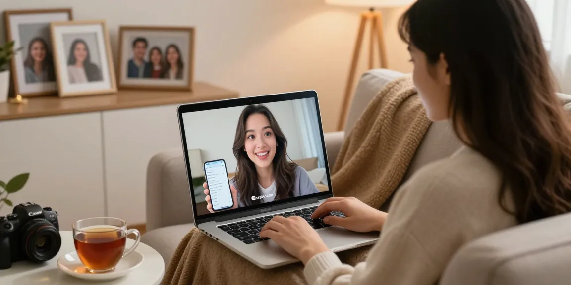 Engaging conversation with a girlfriend AI in a cozy home setting, showcasing emotional connection.